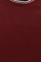 Koyu Bordo Bisiklet Yaka Slim Fit Dar Kesim Desenli Merserize Pamuk T-shirt