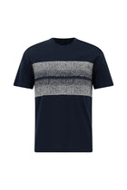 Koyu Lacivert Bisiklet Yaka Slim Fit Dar Kesim Desenli Merserize Pamuk T-shirt