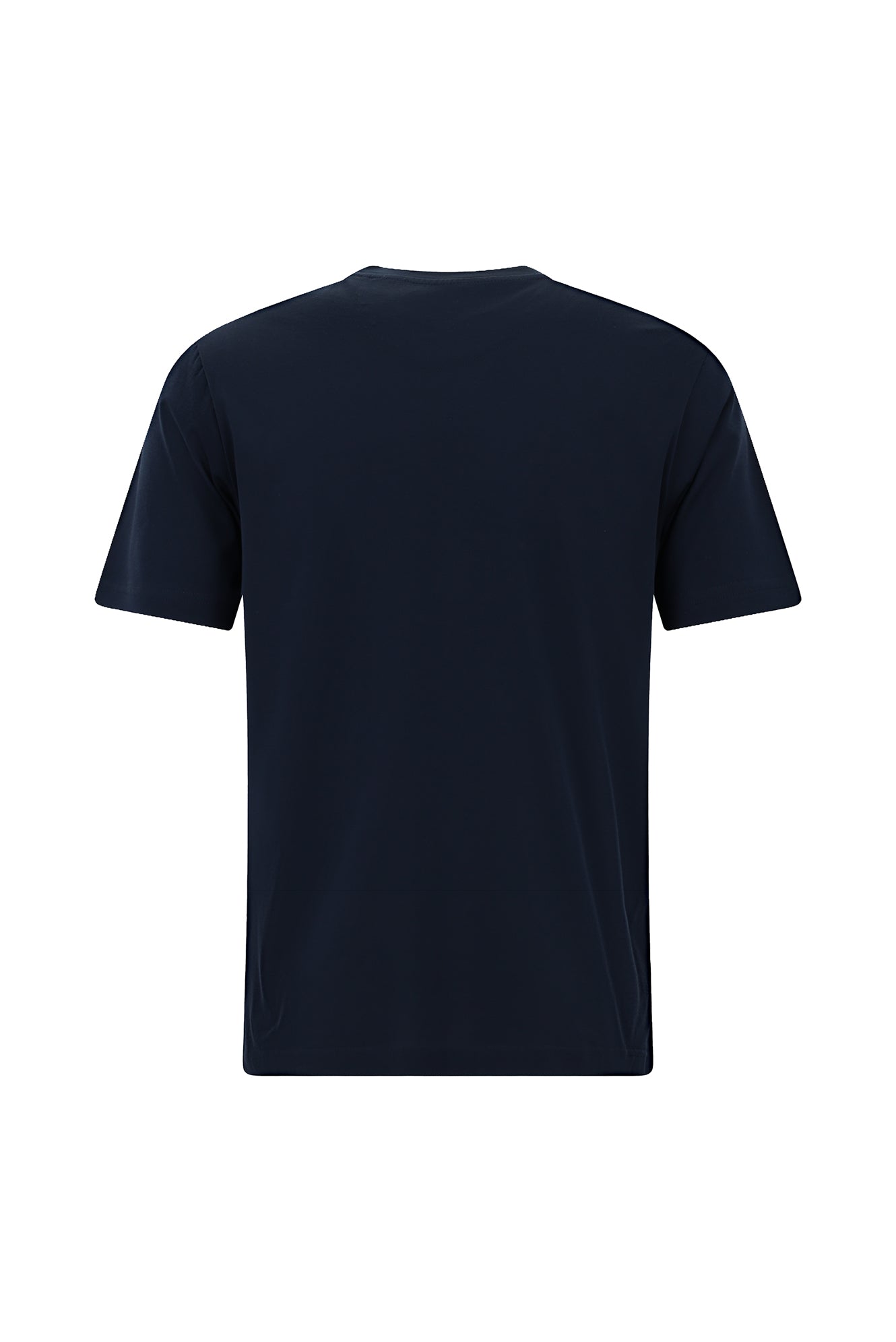 Koyu Lacivert Bisiklet Yaka Slim Fit Dar Kesim Desenli Merserize Pamuk T-shirt