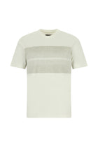 Kırık Beyaz Bisiklet Yaka Slim Fit Dar Kesim Desenli Merserize Pamuk T-shirt