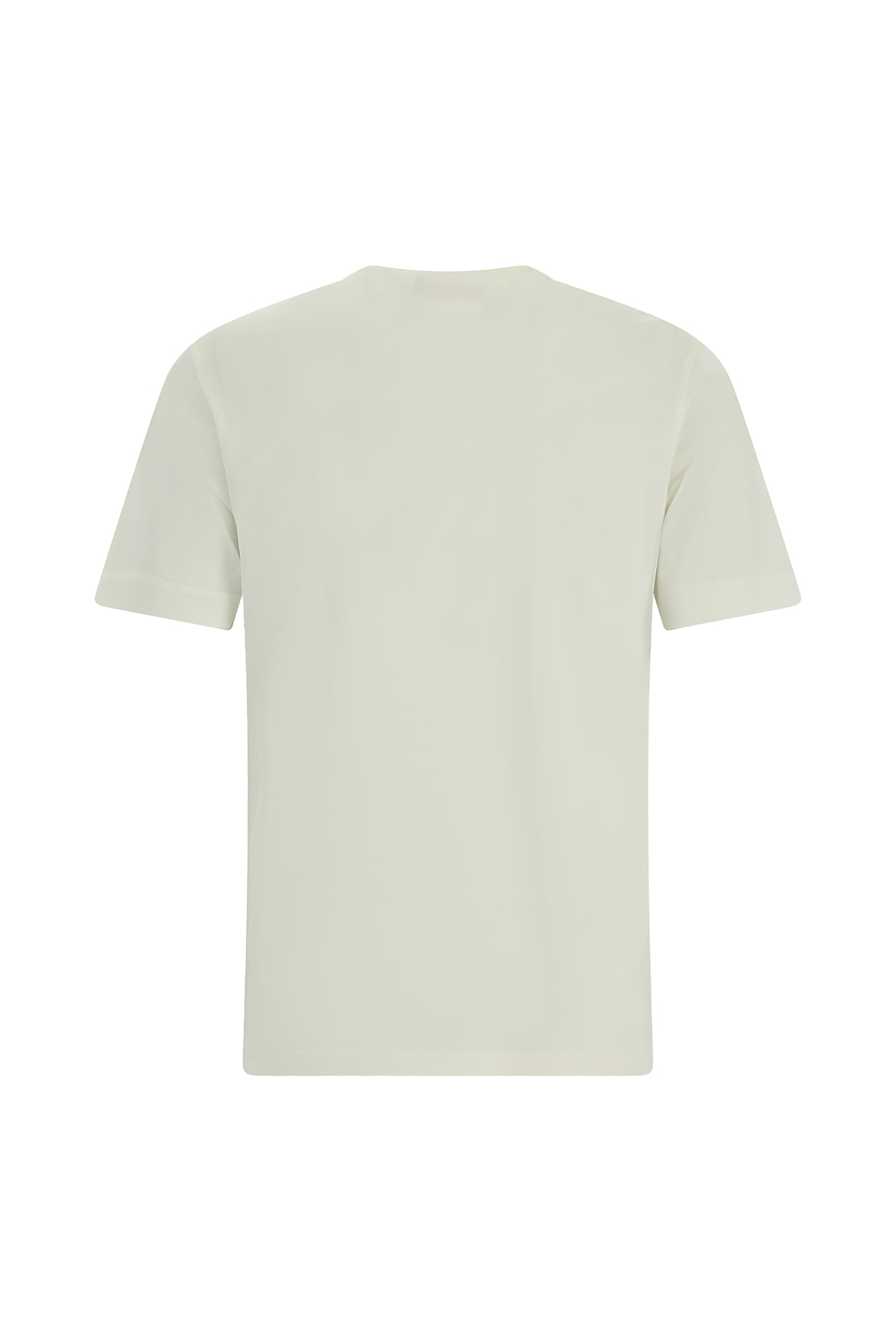 Kırık Beyaz Bisiklet Yaka Slim Fit Dar Kesim Desenli Merserize Pamuk T-shirt