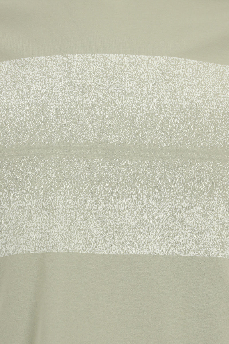 Küf Yeşili Bisiklet Yaka Slim Fit Dar Kesim Desenli Merserize Pamuk T-shirt