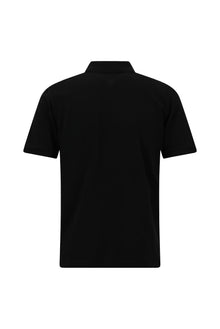 Siyah Regular Fit Nakışlı Cepli Pamuk Kıvrılmaz Polo Yaka T-shirt