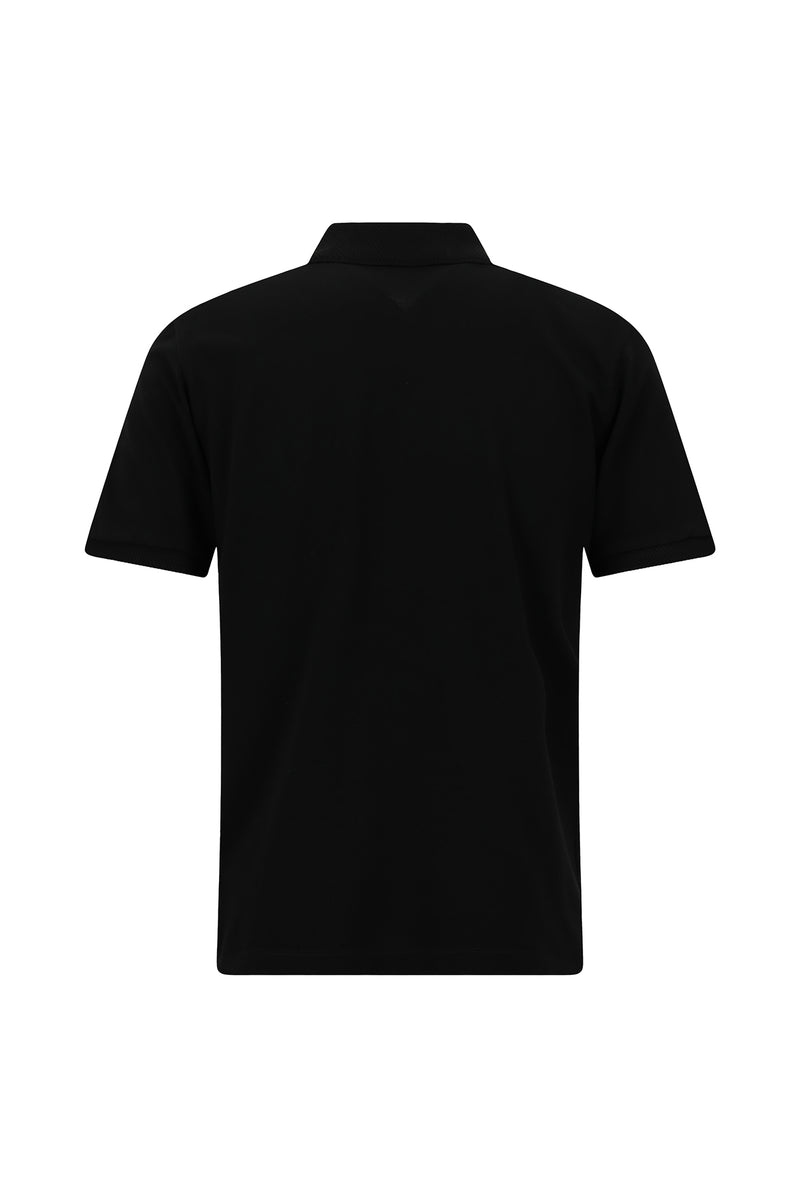 Siyah Regular Fit Nakışlı Cepli Pamuk Kıvrılmaz Polo Yaka T-shirt