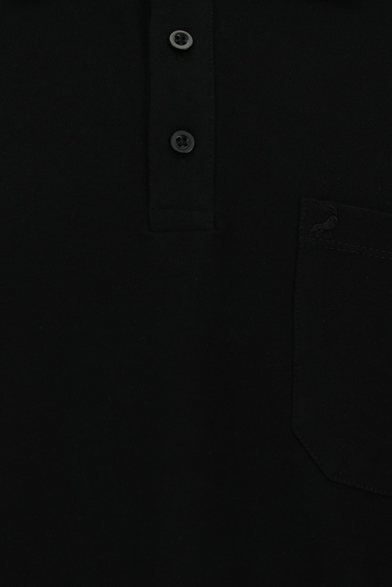Siyah Regular Fit Nakışlı Cepli Pamuk Kıvrılmaz Polo Yaka T-shirt