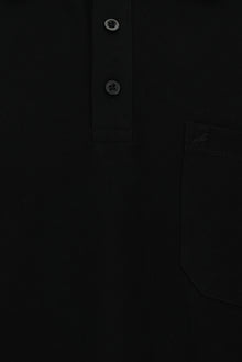 Siyah Regular Fit Nakışlı Cepli Pamuk Kıvrılmaz Polo Yaka T-shirt