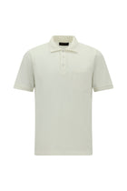 Kırık Beyaz Regular Fit Nakışlı Cepli Pamuk Kıvrılmaz Polo Yaka T-shirt