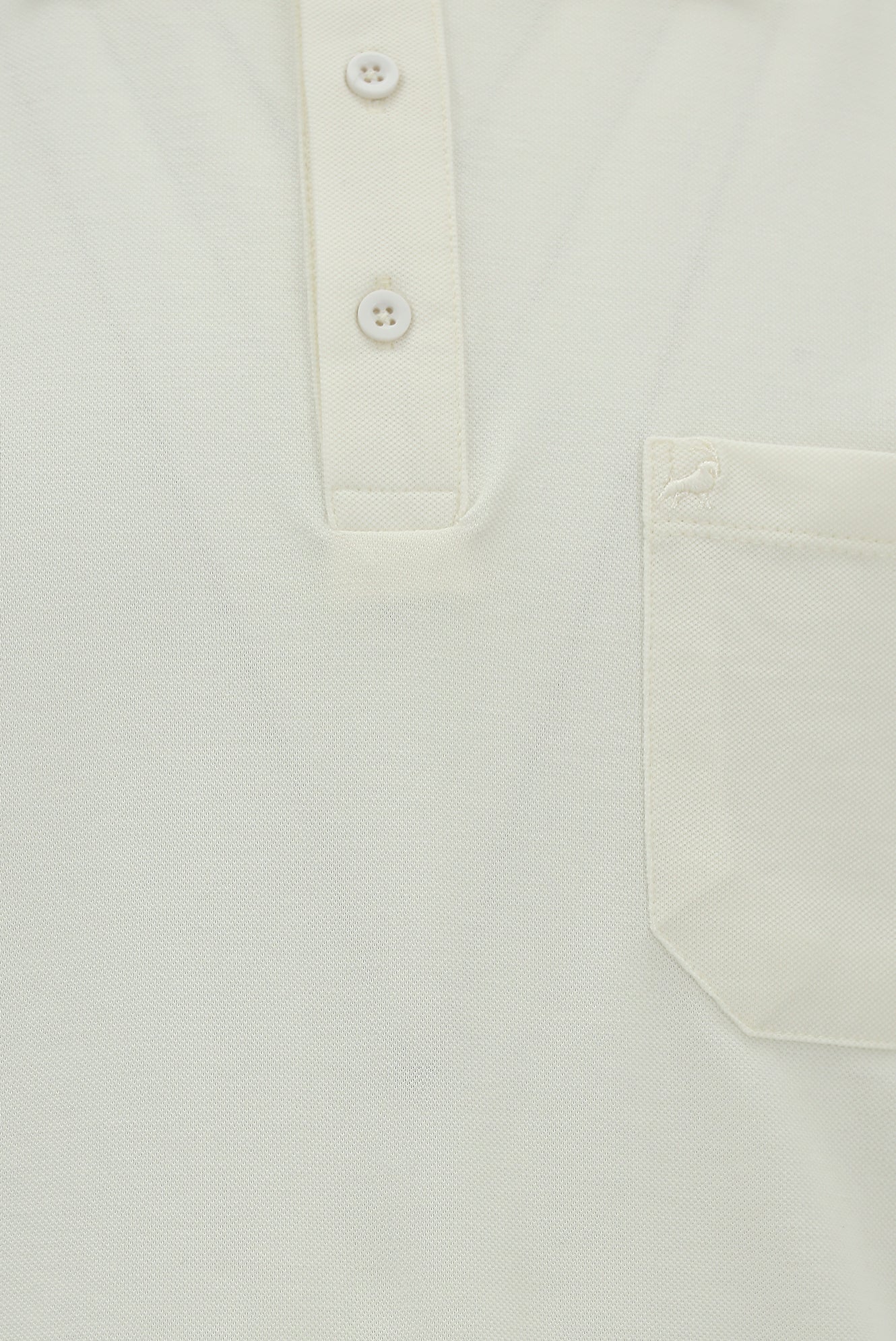 Kırık Beyaz Regular Fit Nakışlı Cepli Pamuk Kıvrılmaz Polo Yaka T-shirt