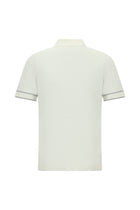 Ekru Regular Fit Fermuarlı Desenli Pamuklu Polo Yaka Triko T-shirt