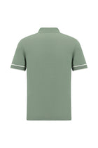 Küf Yeşili Regular Fit Fermuarlı Desenli Pamuklu Polo Yaka T-shirt