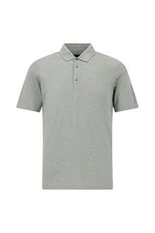 Orta Gri Melanj Regular Fit Pamuklu Polo Yaka ?pek Kar???ml? T-shirt-Abdullah Ki??l?