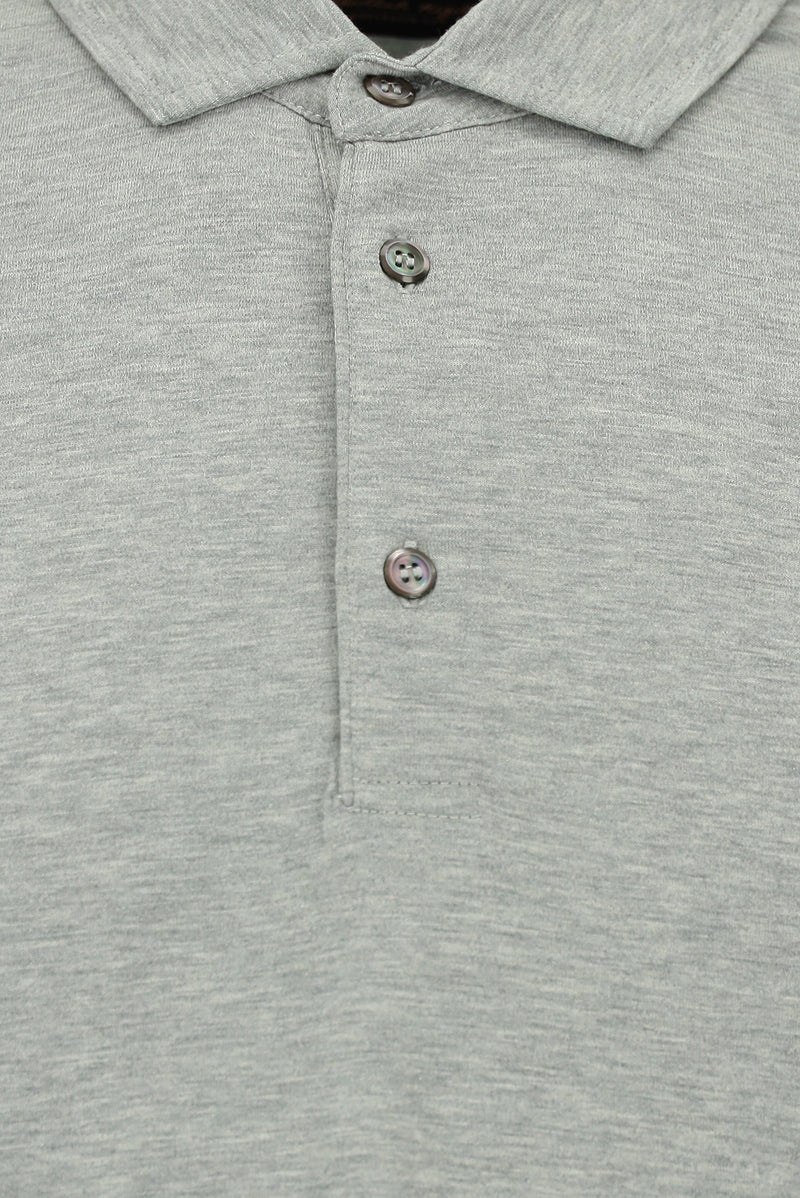 Orta Gri Melanj Regular Fit Pamuklu Polo Yaka T-shirt
