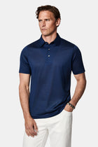 Koyu Lacivert Regular Fit %100 İpek Düğmeli Polo Yaka İtalyan T-shirt