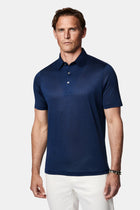 Koyu Lacivert Regular Fit %100 İpek Düğmeli Polo Yaka İtalyan T-shirt