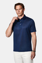 Koyu Lacivert Regular Fit %100 İpek Düğmeli Polo Yaka İtalyan T-shirt