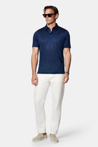 Koyu Lacivert Regular Fit %100 İpek Düğmeli Polo Yaka İtalyan T-shirt