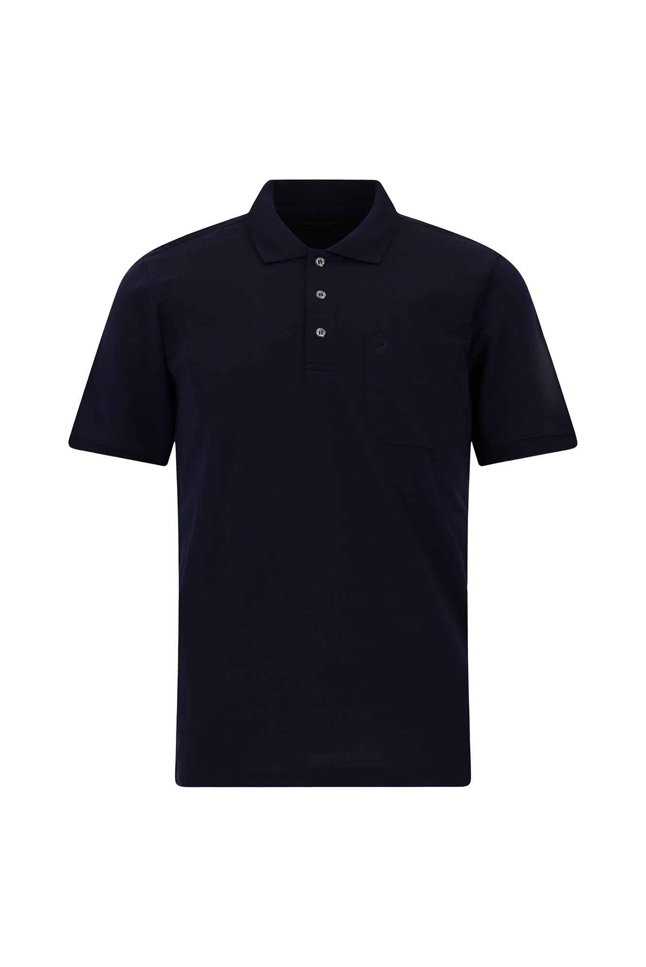 Açık Lacivert Regular Fit Desenli Nakışlı Cepli Merserize Pamuk Polo Yaka T-shirt