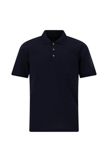 Açık Lacivert Regular Fit Desenli Nakışlı Cepli Merserize Pamuk Polo Yaka T-shirt