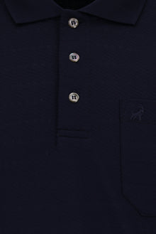 Açık Lacivert Regular Fit Desenli Nakışlı Cepli Merserize Pamuk Polo Yaka T-shirt