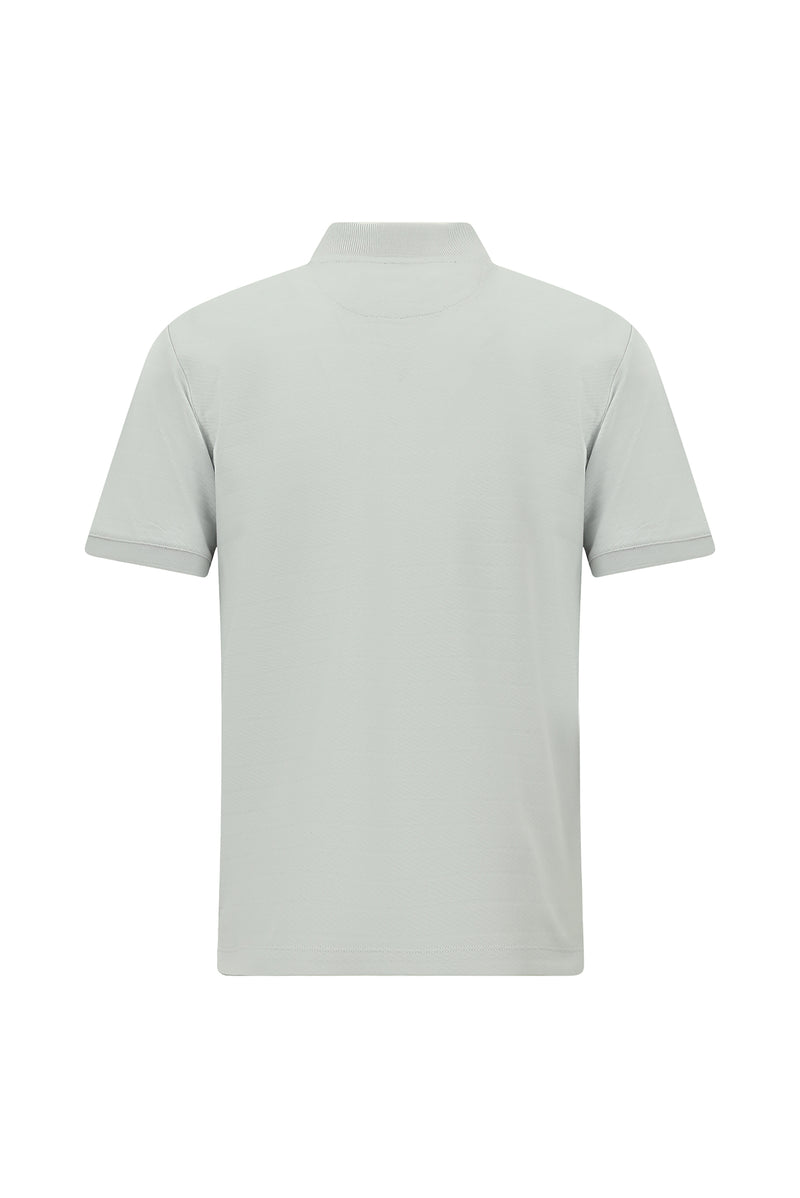 Taş Regular Fit Desenli Nakışlı Cepli Merserize Pamuk Polo Yaka T-shirt