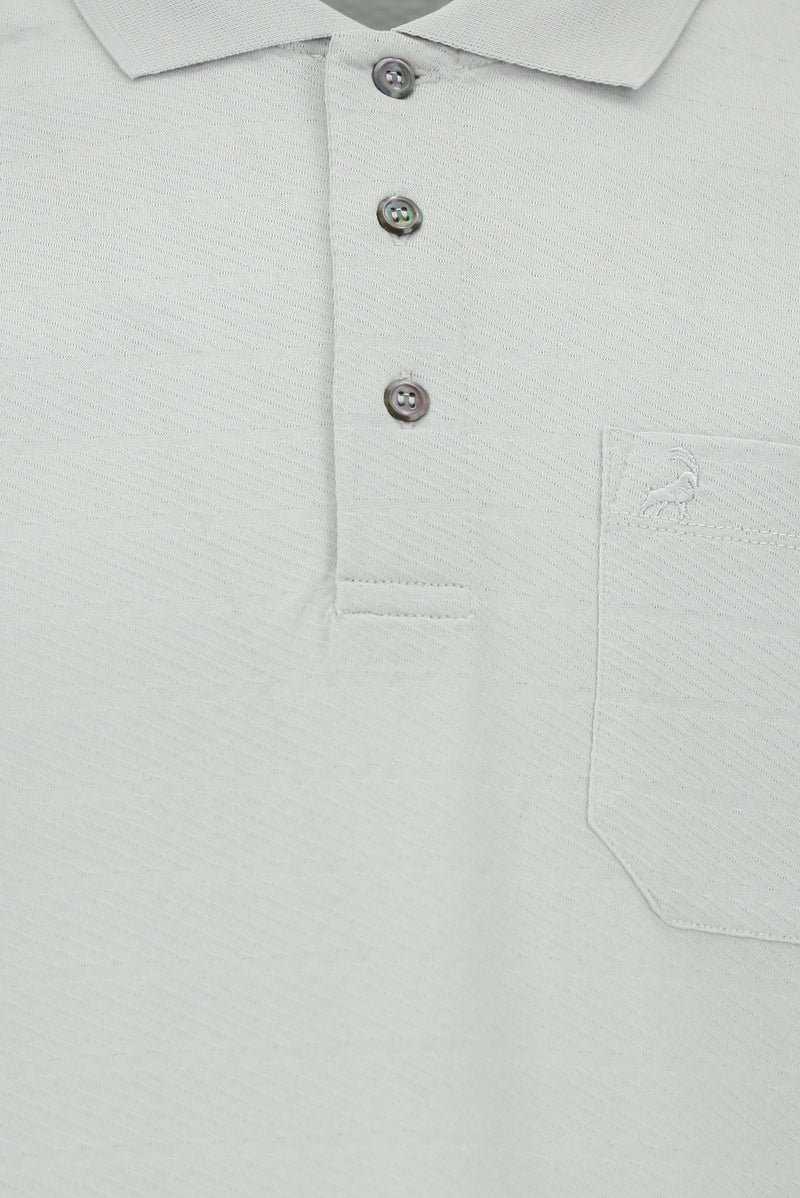 Taş Regular Fit Desenli Nakışlı Cepli Merserize Pamuk Polo Yaka T-shirt
