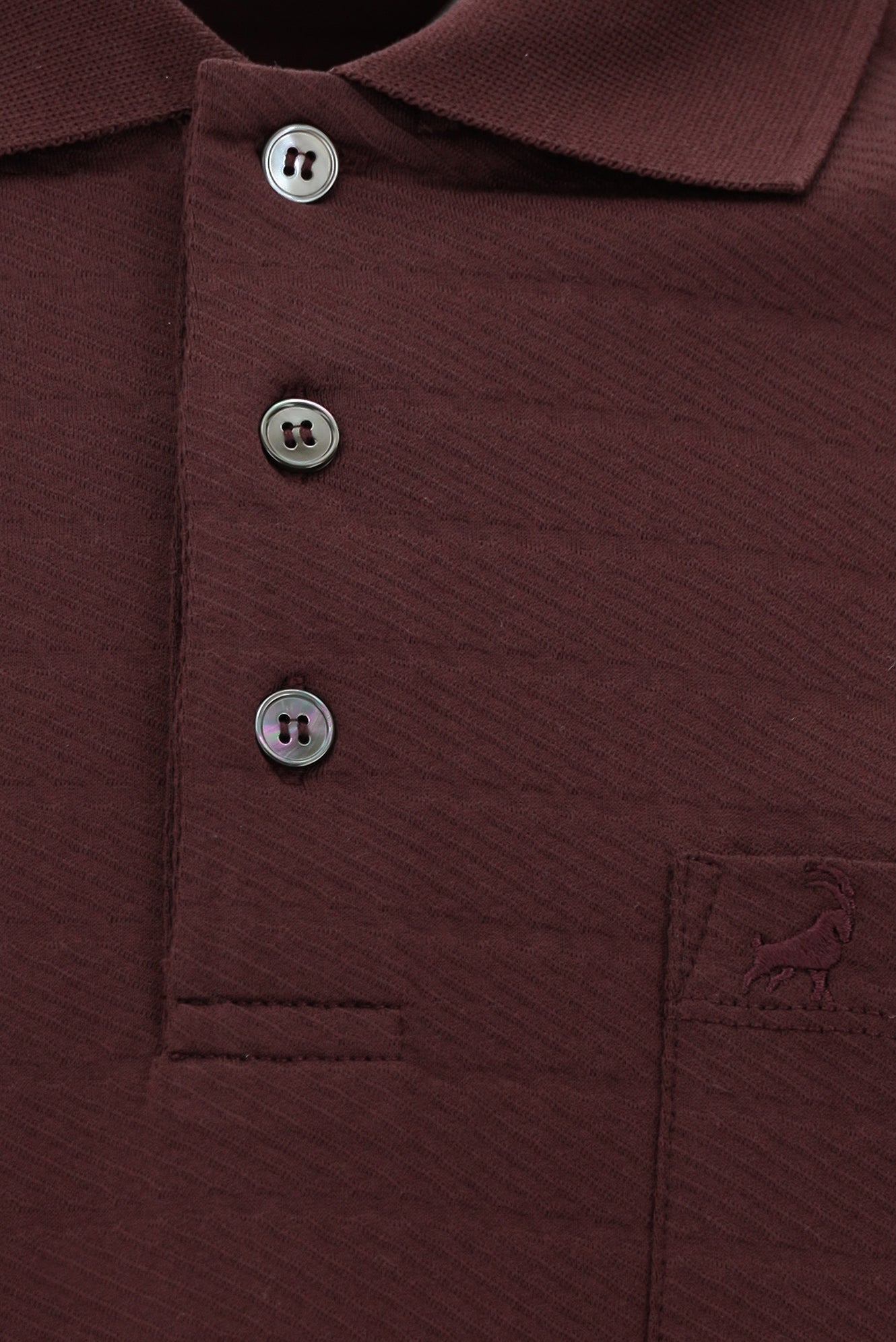 Koyu Bordo Regular Fit Desenli Nakışlı Cepli Merserize Pamuk Polo Yaka T-shirt