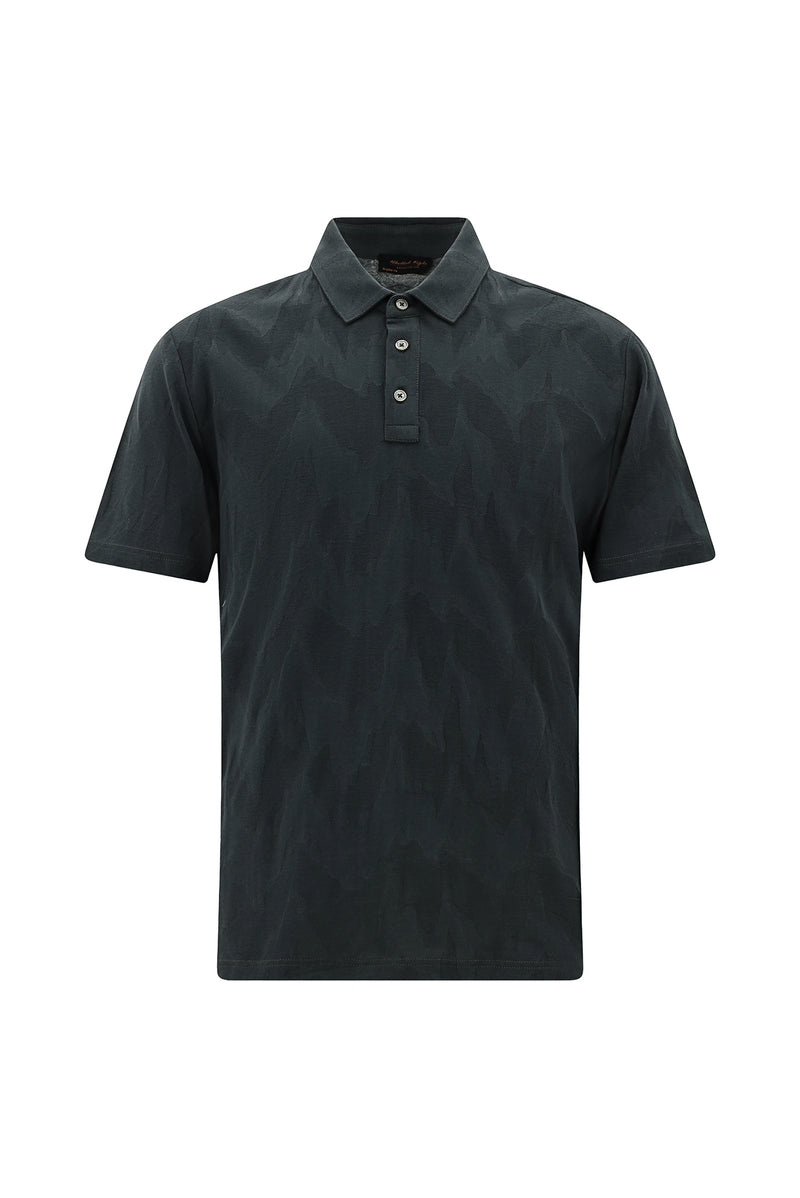Asker Haki Regular Fit Desenli Merserize Pamuk Polo Yaka T-shirt