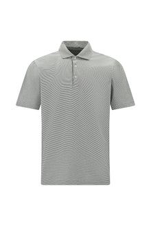 Orta Gri Regular Fit Çizgili Cepli Merserize Pamuk Polo Yaka T-shirt