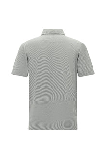 Orta Gri Regular Fit Çizgili Cepli Merserize Pamuk Polo Yaka T-shirt