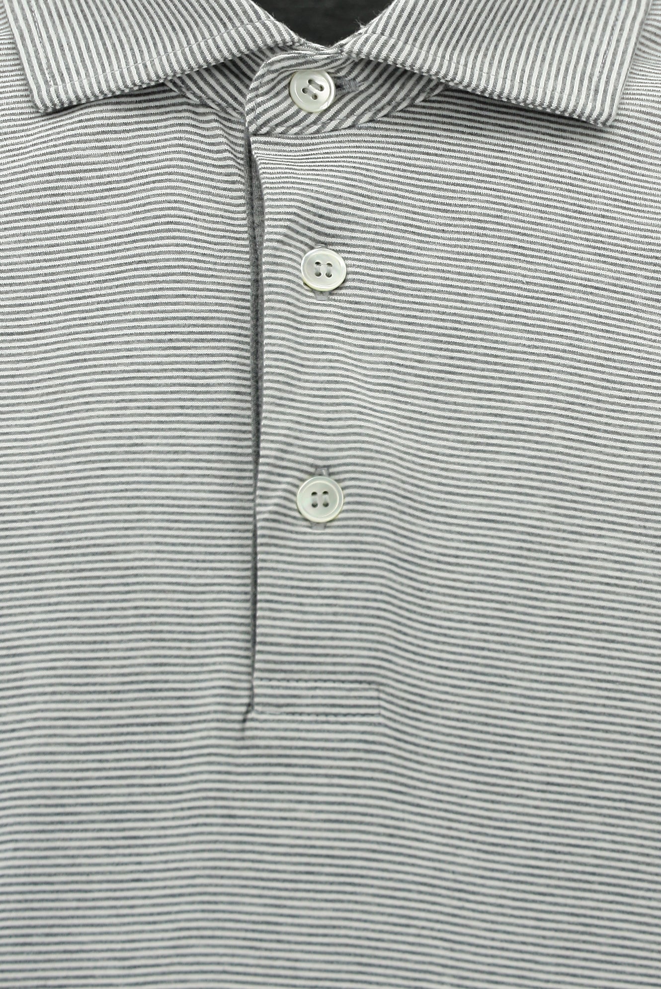 Orta Gri Regular Fit Çizgili Cepli Merserize Pamuk Polo Yaka T-shirt