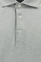 Orta Gri Regular Fit Çizgili Cepli Merserize Pamuk Polo Yaka T-shirt