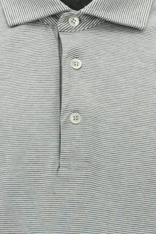 Orta Gri Regular Fit Çizgili Cepli Merserize Pamuk Polo Yaka T-shirt