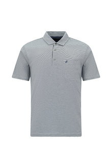 Açık Lacivert Regular Fit Çizgili Cepli Merserize Pamuk Polo Yaka T-shirt