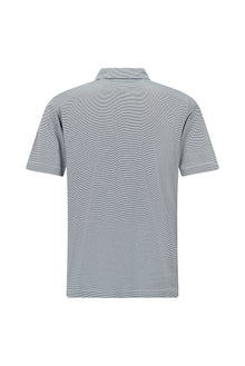 Açık Lacivert Regular Fit Çizgili Cepli Merserize Pamuk Polo Yaka T-shirt