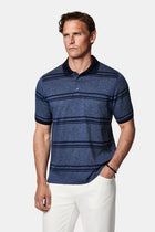 Açık Lacivert Regular Fit Çizgili Cepli Merserize %100 Pamuk Düğmeli Polo Yaka T-shirt