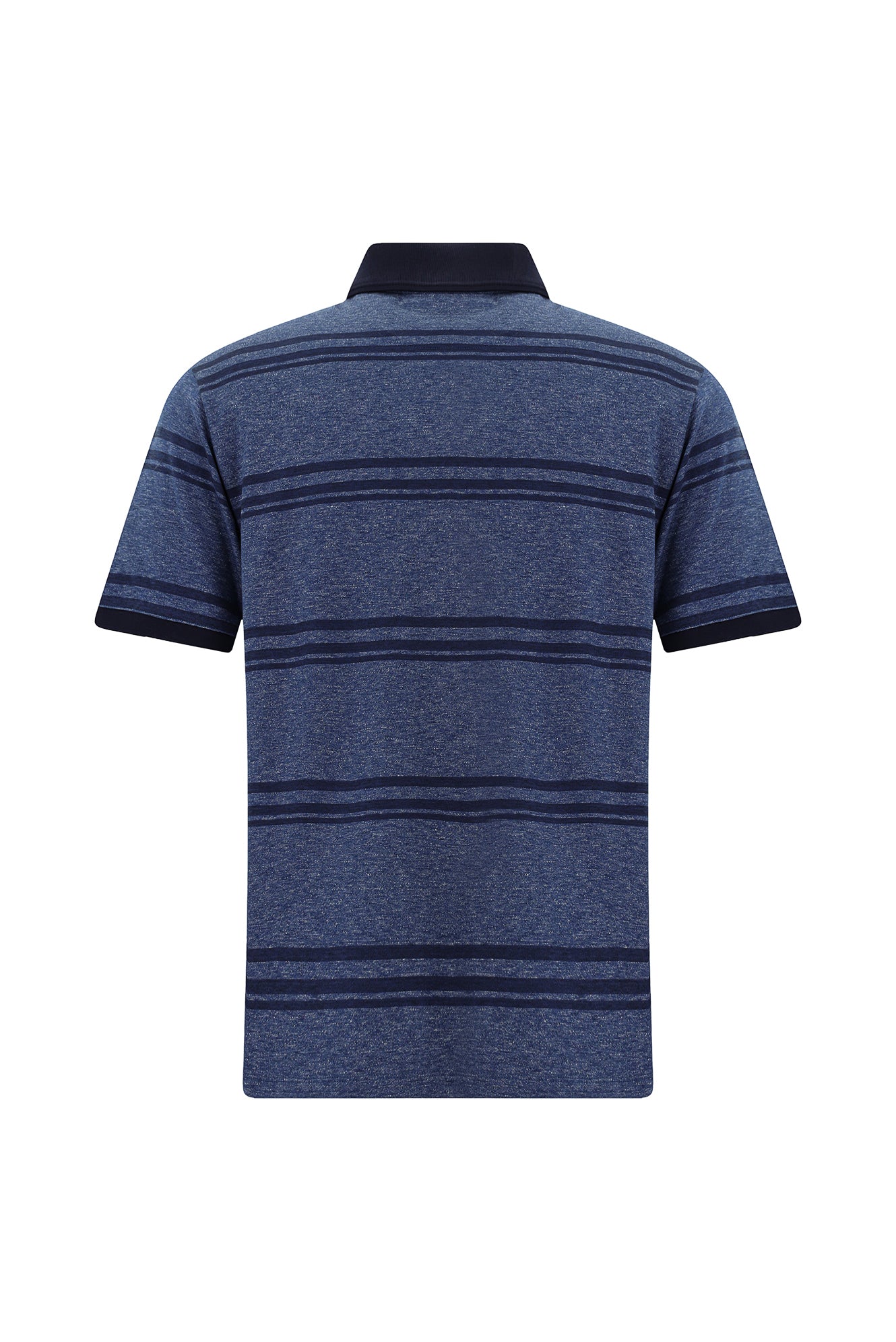 Açık Lacivert Regular Fit Çizgili Cepli Merserize Pamuk Polo Yaka T-shirt