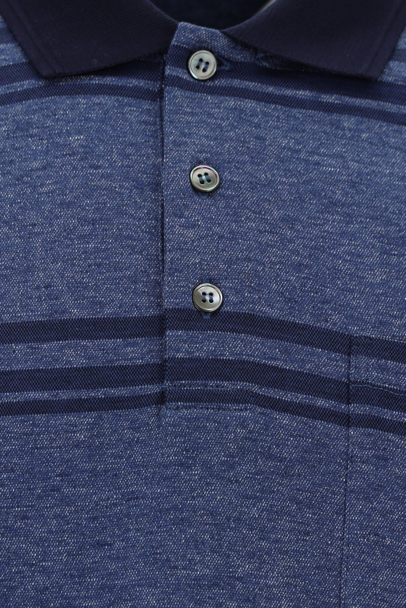 Açık Lacivert Regular Fit Çizgili Cepli Merserize Pamuk Polo Yaka T-shirt
