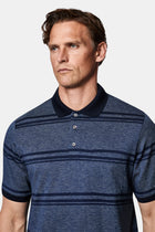 Açık Lacivert Regular Fit Çizgili Cepli Merserize %100 Pamuk Düğmeli Polo Yaka T-shirt