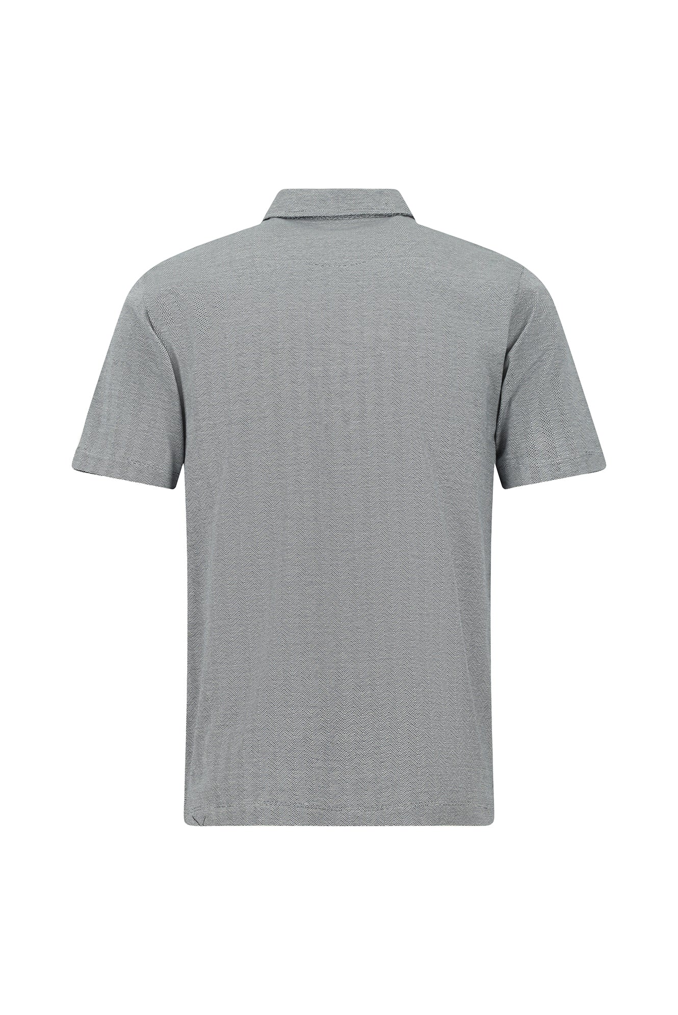 Orta Gri Regular Fit Çizgili Nakışlı Cepli Merserize Pamuk Polo Yaka T-shirt