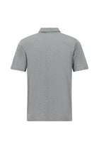 Orta Gri Regular Fit Çizgili Nakışlı Cepli Merserize Pamuk Polo Yaka T-shirt