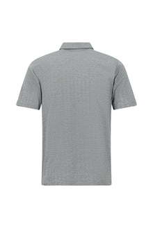 Orta Gri Regular Fit Çizgili Nakışlı Cepli Merserize Pamuk Polo Yaka T-shirt