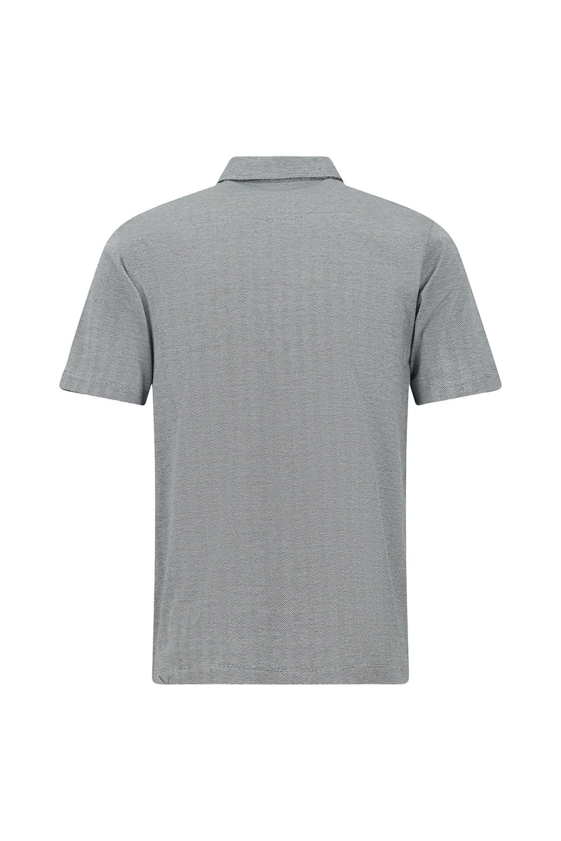 Orta Gri Regular Fit Çizgili Nakışlı Cepli Merserize Pamuk Polo Yaka T-shirt