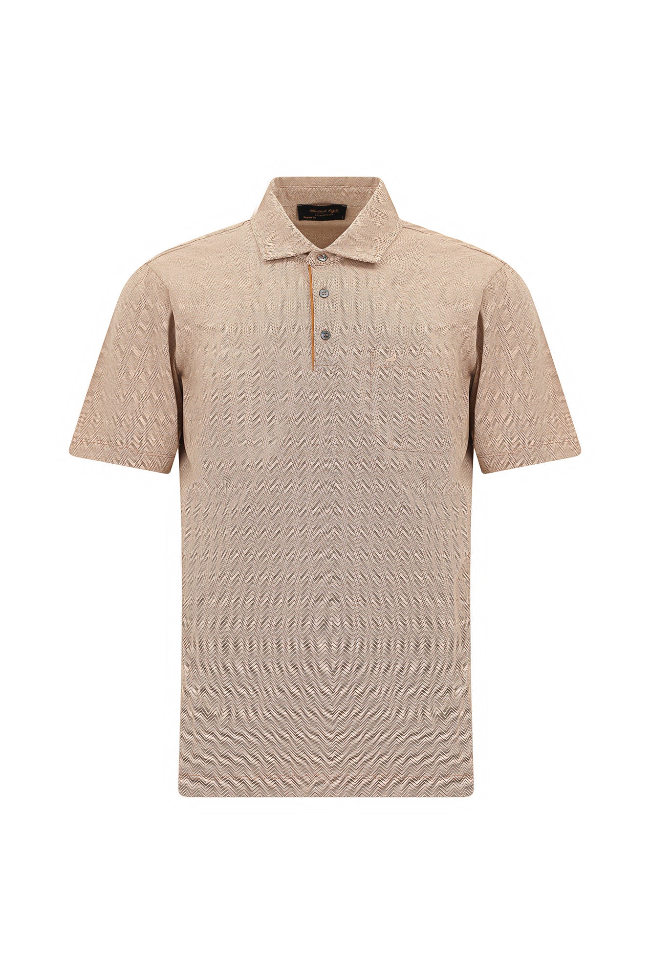 Taba Regular Fit Çizgili Nakışlı Cepli Merserize Pamuk Polo Yaka T-shirt