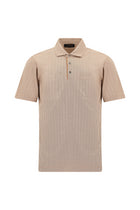 Taba Regular Fit Çizgili Nakışlı Cepli Merserize Pamuk Polo Yaka T-shirt