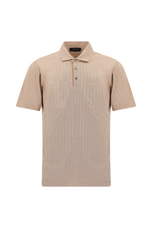 Taba Regular Fit Çizgili Nak??l? Cepli Merserize Pamuk Polo Yaka T-shirt