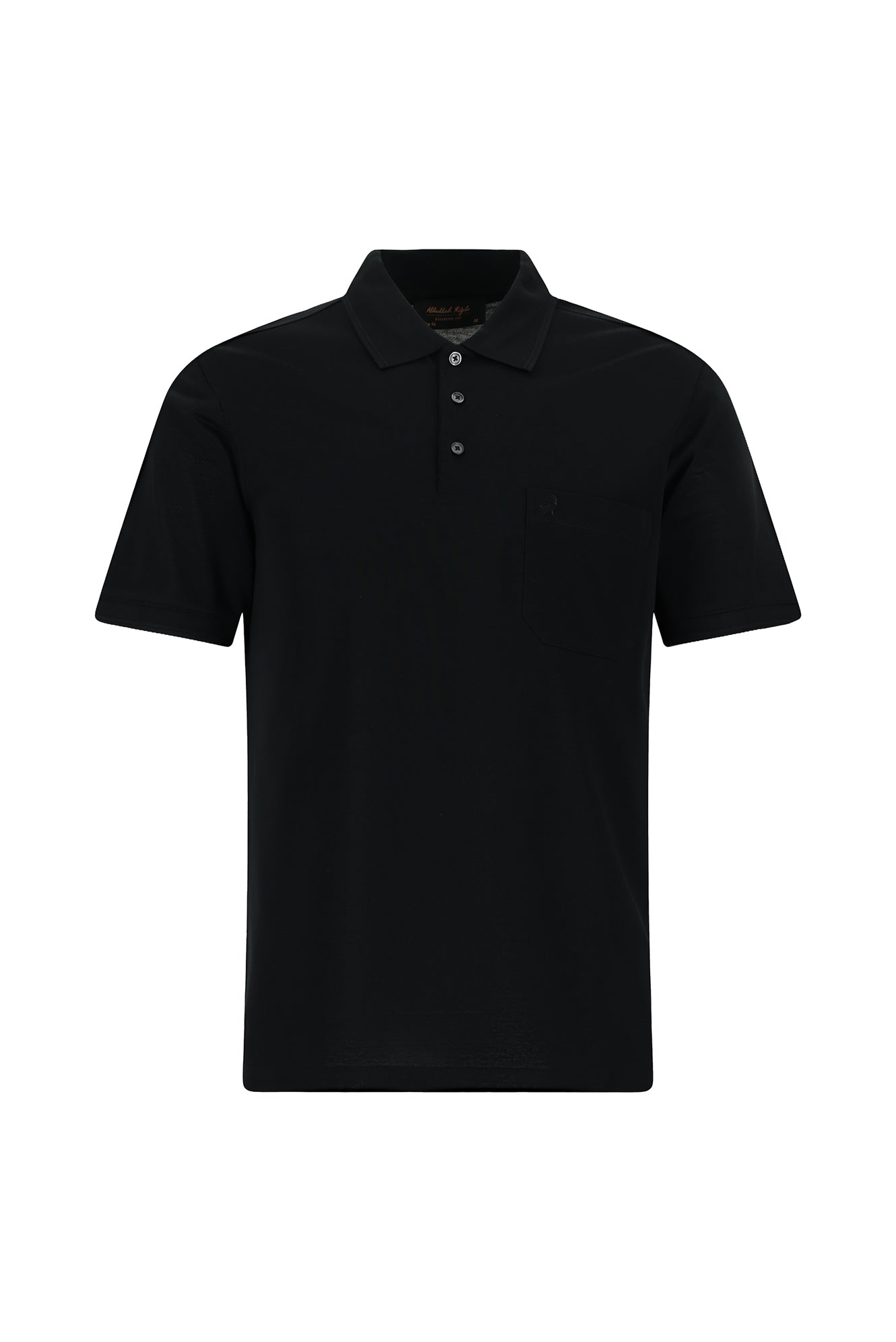 Siyah Regular Fit Pamuk Merserize Nakışlı Polo Yaka T-shirt