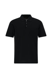 Siyah Regular Fit Pamuk Merserize Nakışlı Polo Yaka T-shirt