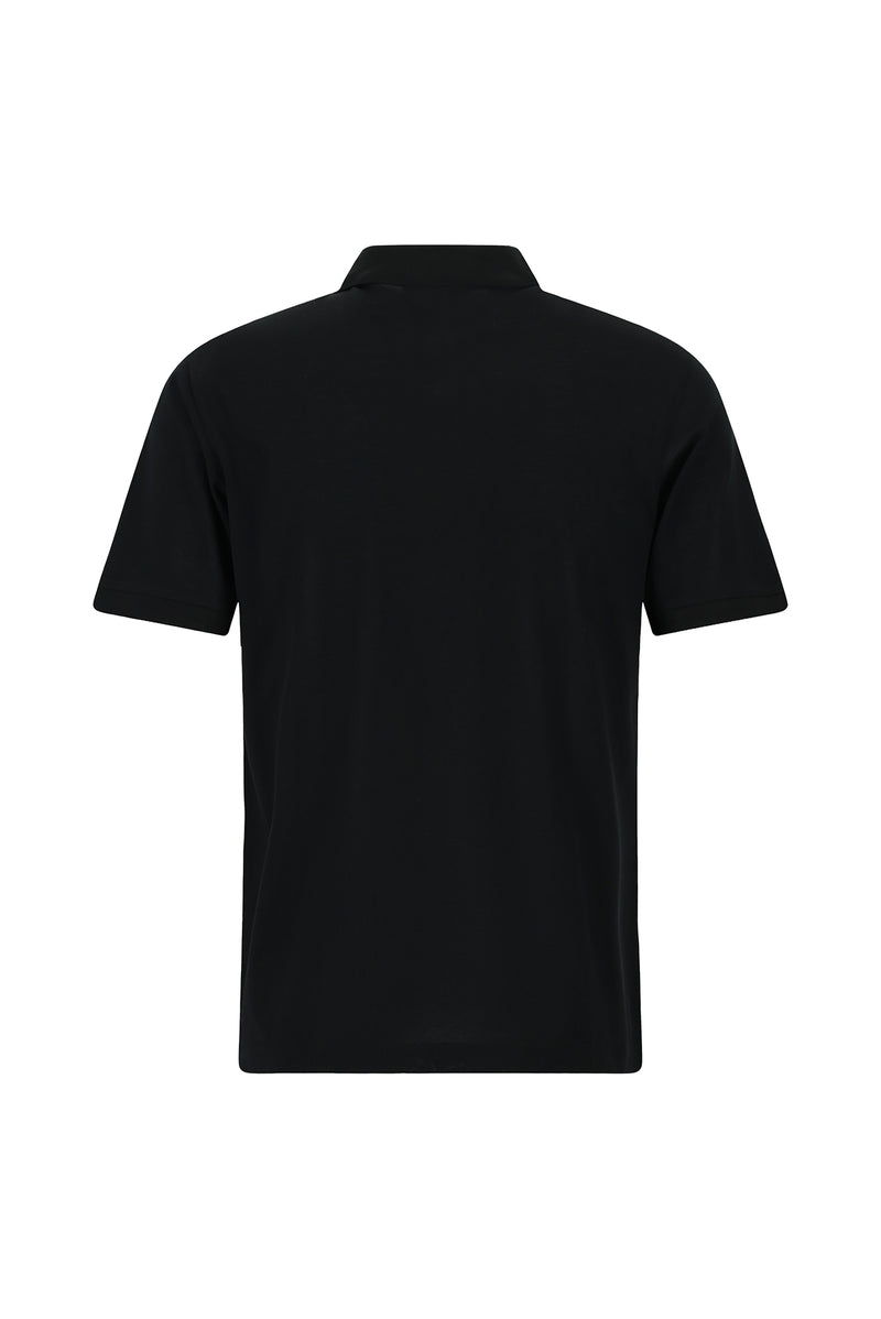 Siyah Regular Fit Pamuk Merserize Nak??l? Polo Yaka T-shirt-Abdullah Ki??l?