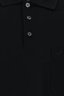 Siyah Regular Fit Pamuk Merserize Nakışlı Polo Yaka T-shirt