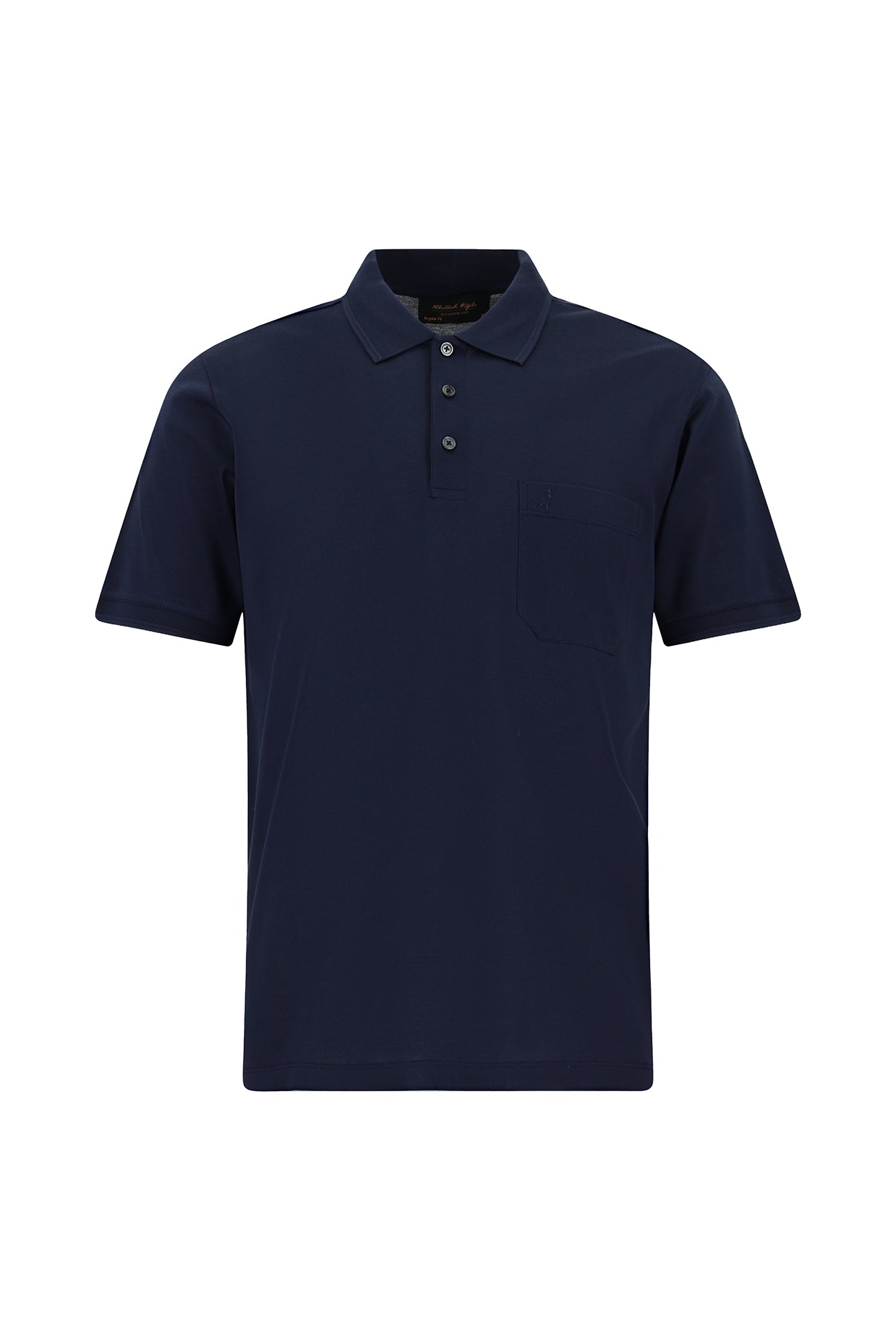 Orta Lacivert Regular Fit Pamuk Merserize Nakışlı Polo Yaka T-shirt